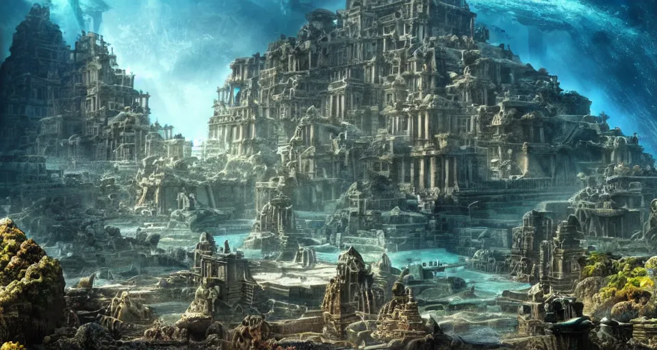 a magnificent photo of the lost city of Atlantis, | Stable Diffusion