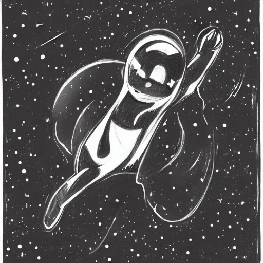 Image similar to black cat is fallling in space. the galaxy in the background, sketch for a tattoo