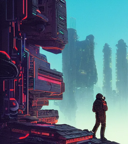 Image similar to a cyberpunk mole man explores alien ruins, techwear, Industrial Scifi, detailed illustration, character portrait, by Martin Grip and Moebius