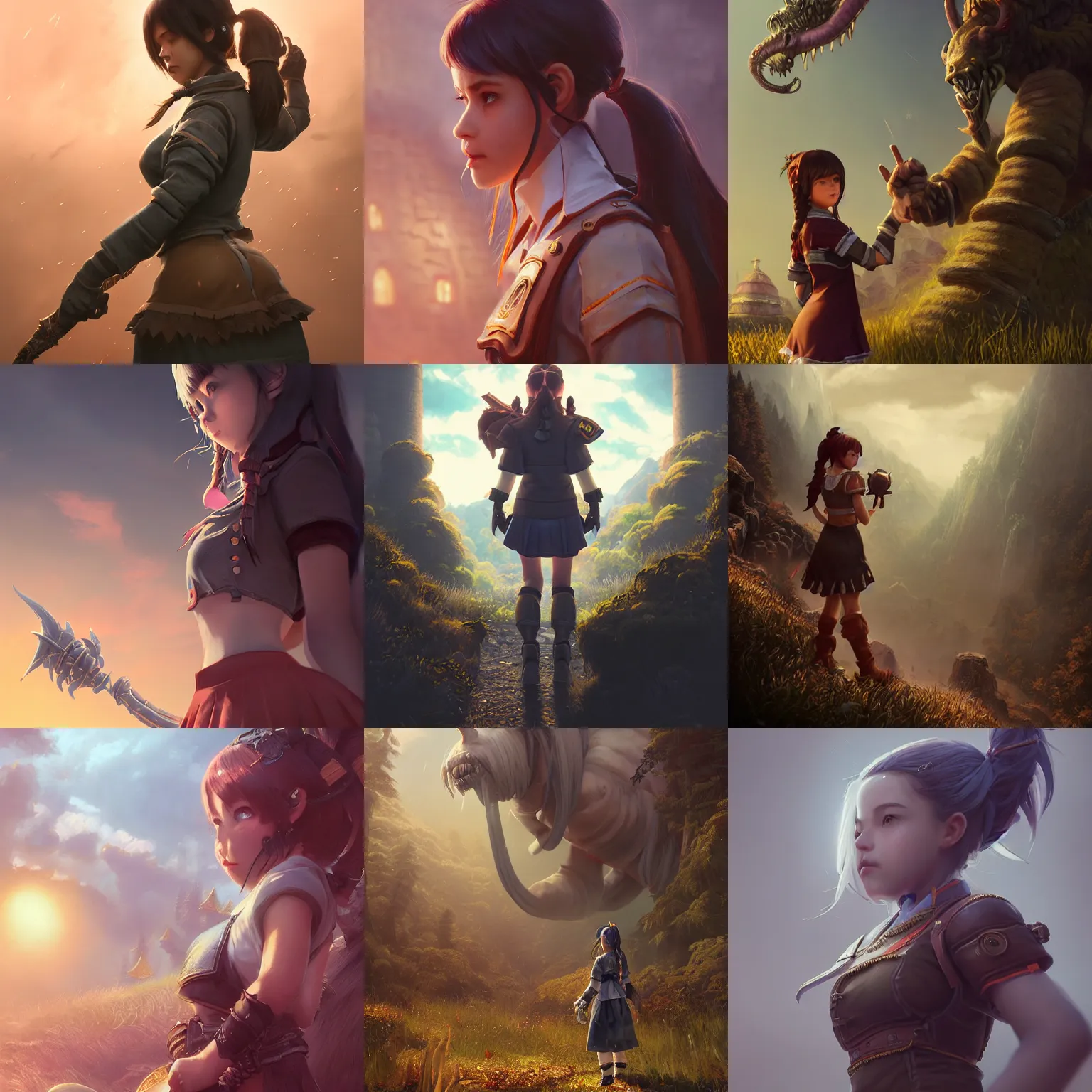 Prompt: insanely detailed. instagram photo, kodak portra. by wlop, ilya kuvshinov, krenz cushart, greg rutkowski, pixiv. zbrush sculpt, octane, maya, houdini, vfx. schoolgirl in warcraft, diablo 2, starcraft. cinematic dramatic atmosphere, sharp focus, volumetric lighting.