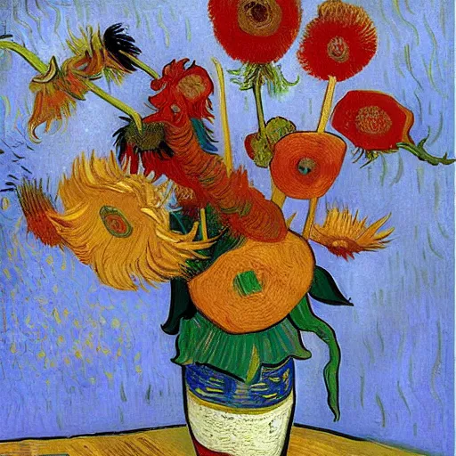 Image similar to a beautiful flower by vincent van gogh, digital art, trending on artstation