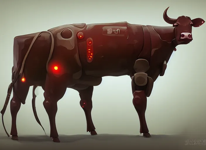 Image similar to a cow robot, concept art, artstation, highly detailed