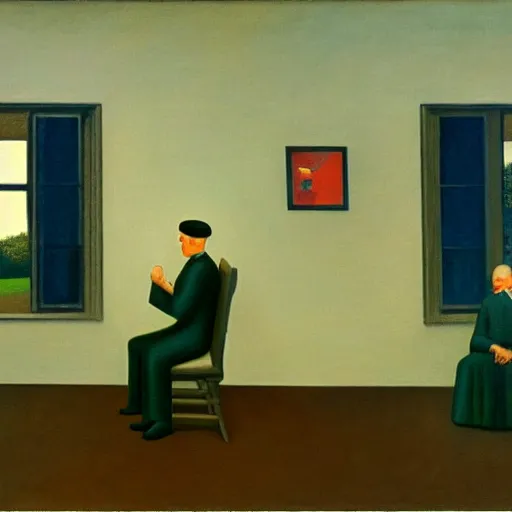 Prompt: 1 9 8 4, grant wood, pj crook, edward hopper, oil on canvas