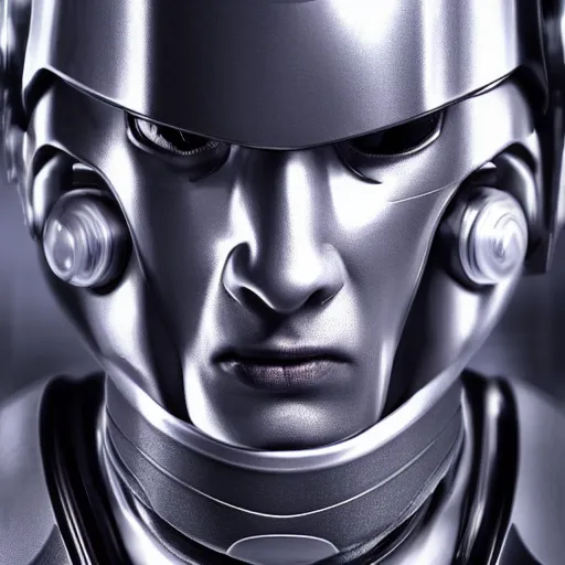 Prompt: ultrarealistic portrait photography futuristic android robot samurai cyberpunk white background