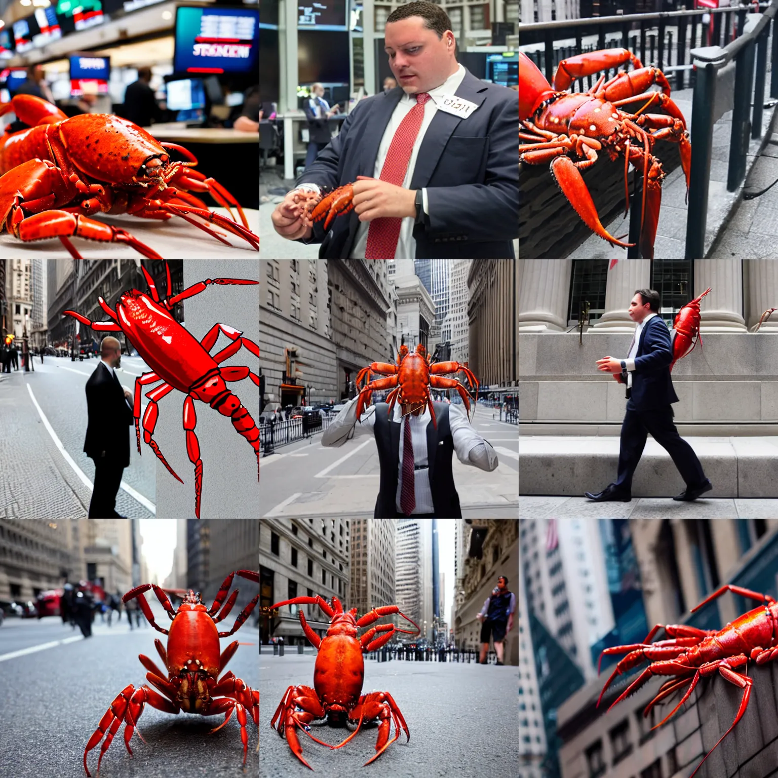 Prompt: a lobster working on wall street