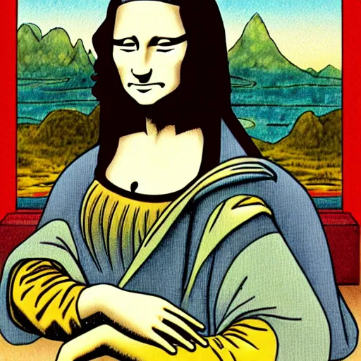 Prompt: mona lisa by naoki urasawa, detailed, manga, illustration