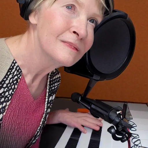 Prompt: vivienne soan in a voice recording studio