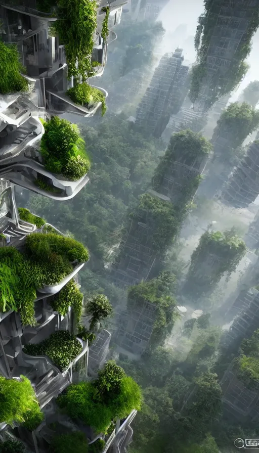 Prompt: a futuristic Hanging Gardens of Babylon, sweat drops, insane, highly detailed, smooth, sharp focus, Unreal Engine 5, 8K