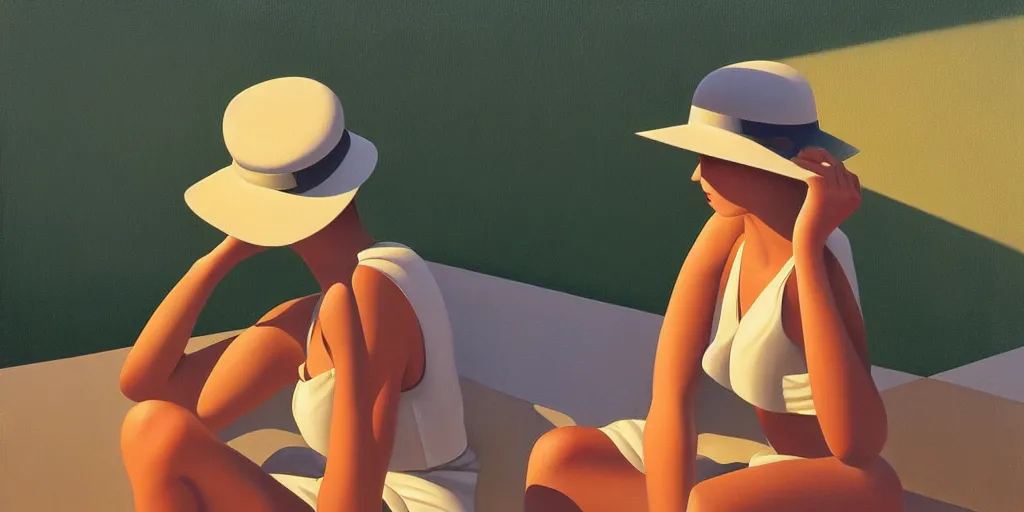 Prompt: hat, summer evening, kenton nelson