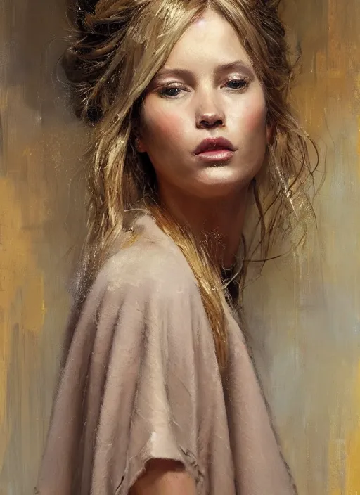 Prompt: painting of a gorgeous woman with golden hair in two buns wearing a poncho, blowing a kiss towards the viewer, by Jeremy Mann, stylized, detailed, realistic, loose brush strokes, intricate, intimate, aummer vibes, bold colors