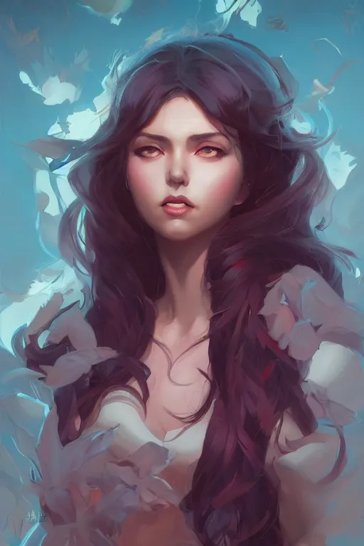 Image similar to portrait of aradia by artgerm, tooth wu, dan mumford, beeple, wlop, rossdraws, james jean, marc simonetti, artstation giuseppe dangelico pino and michael garmash and rob rey and greg manchess and huang guangjian and makoto shinkai