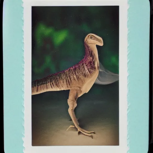 Image similar to polaroid of a feathered dinosaur