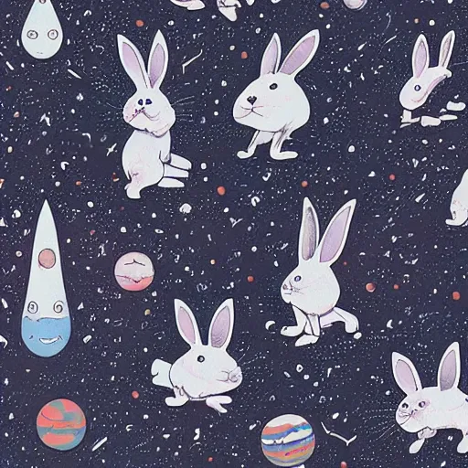 Image similar to A lost sci-fi rabbit, space rabbit, interstellar black hole, by James Jean And WLOPPRO