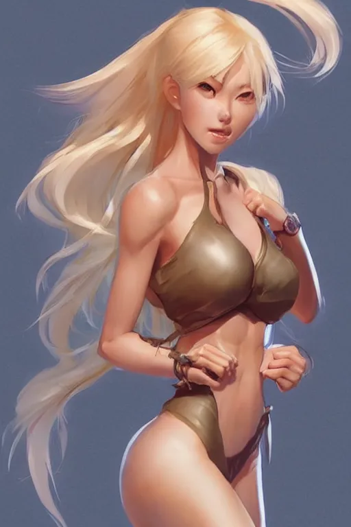 Image similar to a Hyung tae Kim concept art of female blond character on a render by the artist Hyung Tae Kim , Jiyun Chae, Joe Madureira, trending on Artstation Hyung tae Kim, artbook, Stanley Artgerm Lau, WLOP, Rossdraws