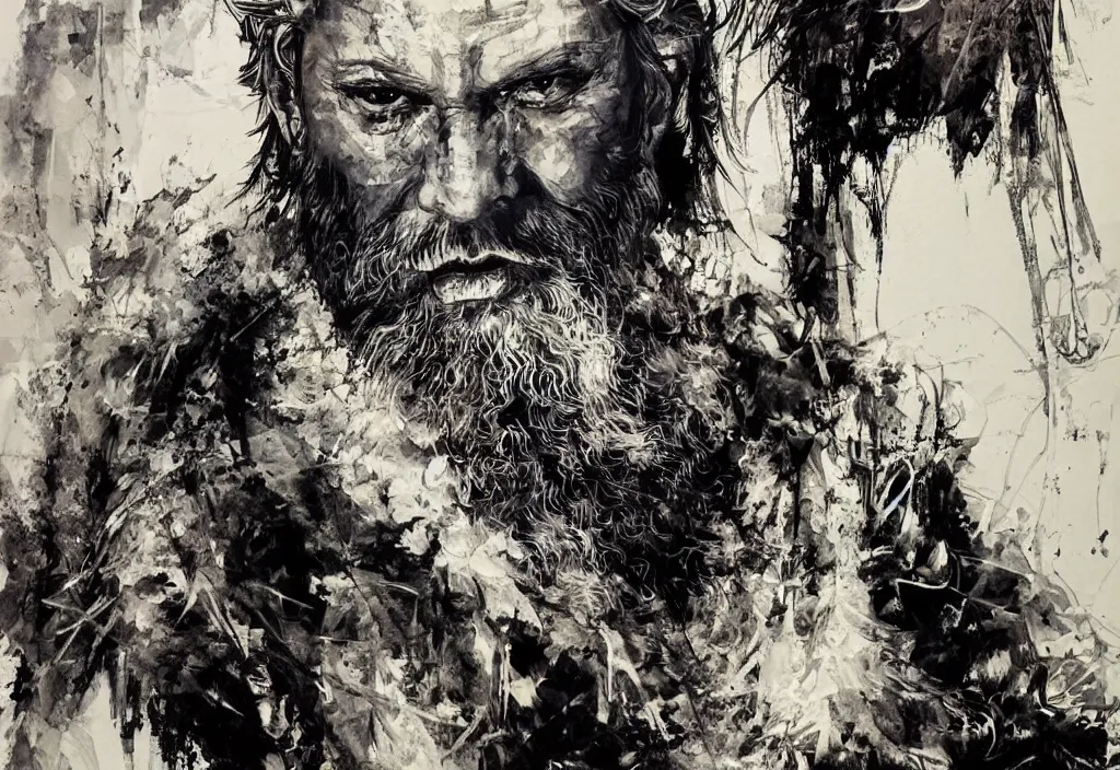 Prompt: a wise king with a large beard, painting, by greg ruthowski, yoshikata amano, yoji shinkawa, alphonse murac, collaborative artwork, beautifully drawn, heavily detailed