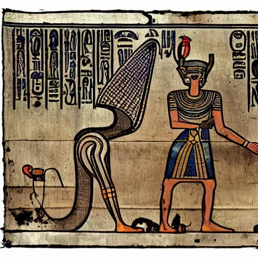 Image similar to ancient egyptian art of xenomorph alien