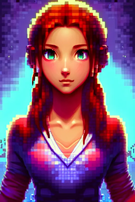 Prompt: subsurface scattering, aerith, beautiful detailed pixelart by albertov, intricate details, beautiful, dithered gradients, volumetric lighting, cgsociety, artstation, smooth, sharp focus, 2 d illustration, amazing art by dan mumford, old school computer game graphics, crpg, d & d, pixel art