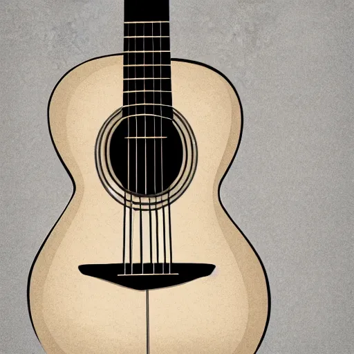 Prompt: acoustic guitar on white background, highly detailed, digital illustration,