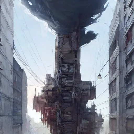 Image similar to gigantic cat walking on apocalyptic city, very detailed fine art, top of pinterest, trend of artistation, style of ( ( kadinski ) ) greg rutkowski and ilia kuvshinov