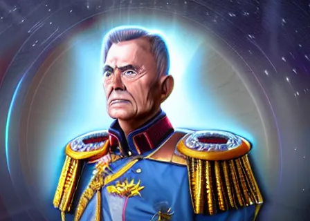 Image similar to Stellaris style portrait of a general from the Commonwealth of Man, digital art