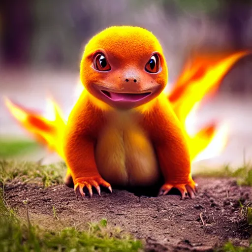 Image similar to real life charmander, realistic, animal photography, photoshop image manipulation, unstylized