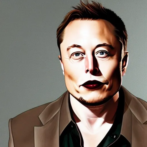 Image similar to elon musk as heath ledger's joker, highly detailed face