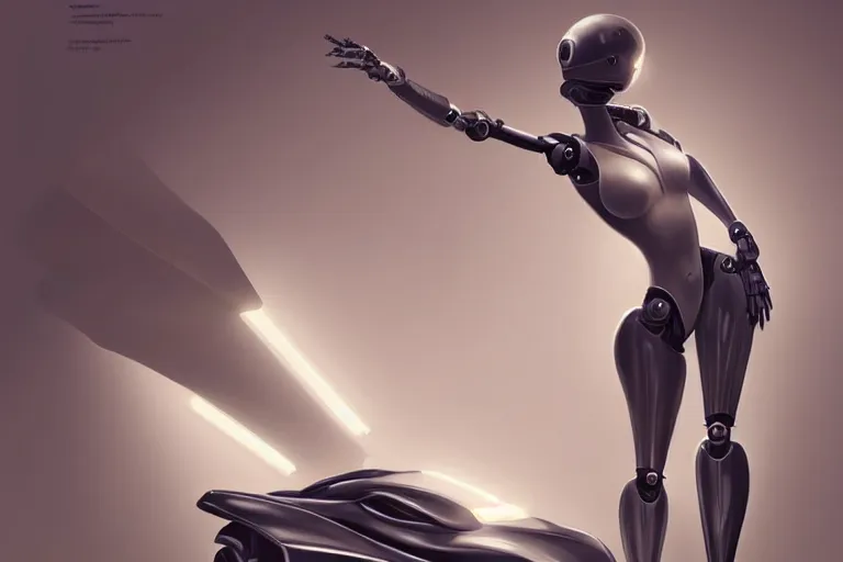 Prompt: an elegant and finely built robot, neutral face, dynamic lighting, standing straight, passionate, elegant feet, wheeled shoes, sleek hands, magazine cover art, cinematic, highly detailed, digital painting, artstation, concept art, matte, sharp focus, illustration, art by artgerm and greg rutkowski