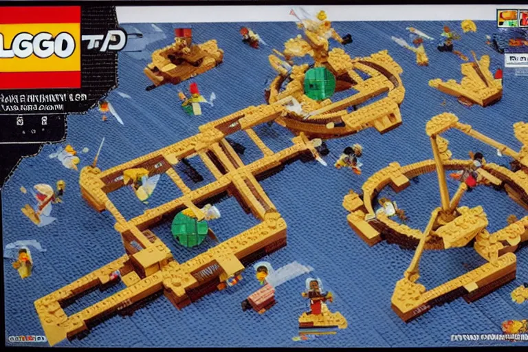 Image similar to mc escher triangle planetoid 1 9 8 5 lego set