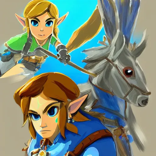 Image similar to a digital painting of The Legend of Zelda: Breath of the wild trending on art station