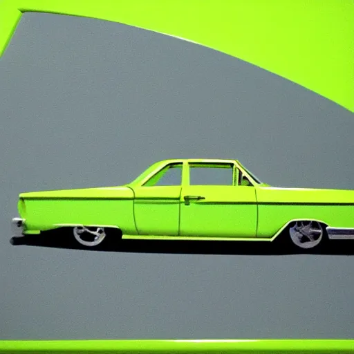 Image similar to lime green low rider by art fitzpatrick, detailed, golden ratio, symmetrical, shiny, gloss