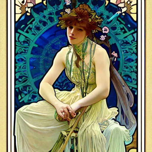 Image similar to Phish Playing Music for a small audience art by alphonse mucha and Monia Merlo and Raymond Swanland