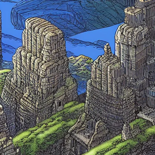 Prompt: a building in a stunning landscape by arthur adams