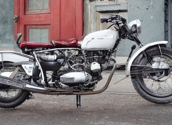 Prompt: ( classic motorcycle design, 1 9 5 0 s 1 9 6 0 s motorcycle scrambler, cafe racer ) designed by dieter rams and syd mead!