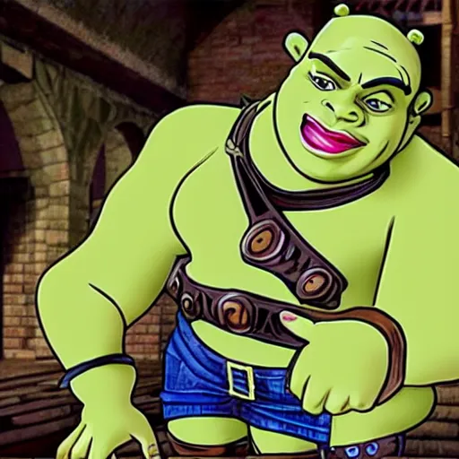 Image similar to Shrek in Jojo's Bizarre Adventure