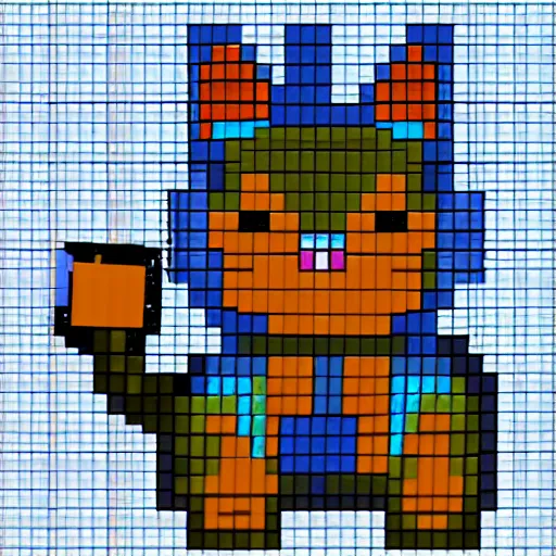 Image similar to cat in amongus costume, pixel art