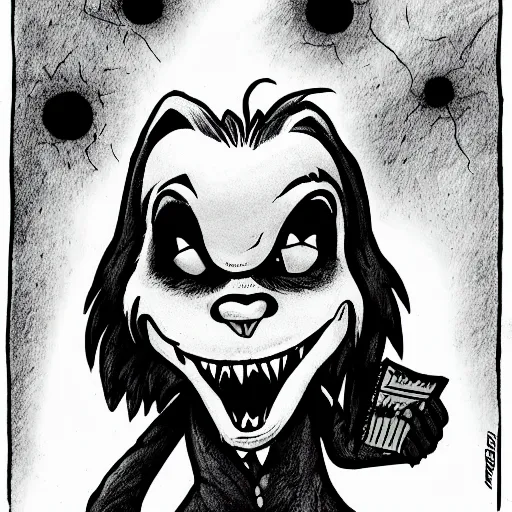 Image similar to a Pop Wonder scary horror themed goofy-hilarious-character Beethoven-werewolf-vampire, dime-store-comic drawn with charcoal and pen and ink, half-tone-line-stacking