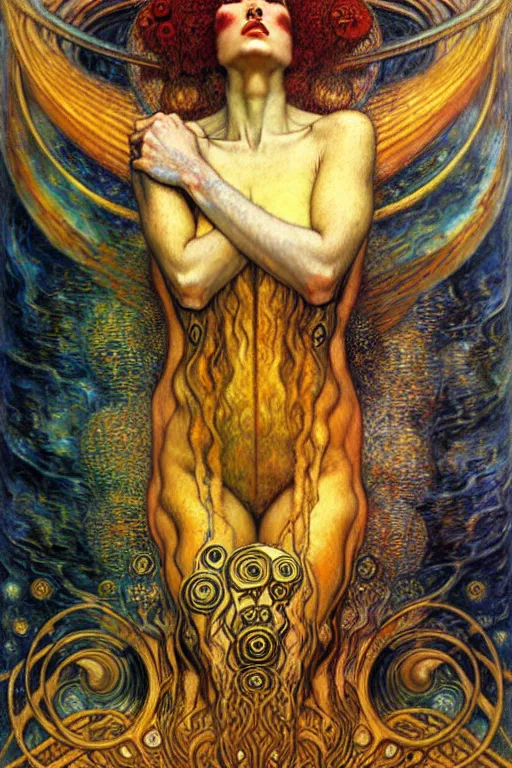 Image similar to Divine Chaos Engine by Karol Bak, Jean Delville, William Blake, Gustav Klimt, and Vincent Van Gogh, symbolist, visionary