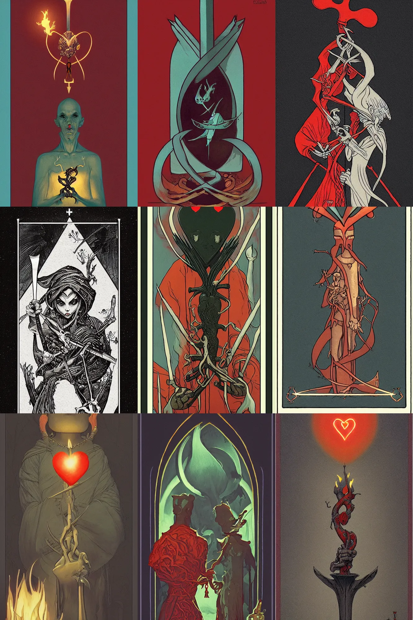 Prompt: a heart and dagger tarot card, monocrome icon stylized minimalist by cory loftis and esper ejsing and zdzisław beksinski and norman rockwell and greg rutkowski weta studio and lucasfilm