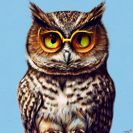 Prompt: a wise owl and a cute kitten, digital art, concept art, gemmy woud binnendijk, nixeu, artgerm