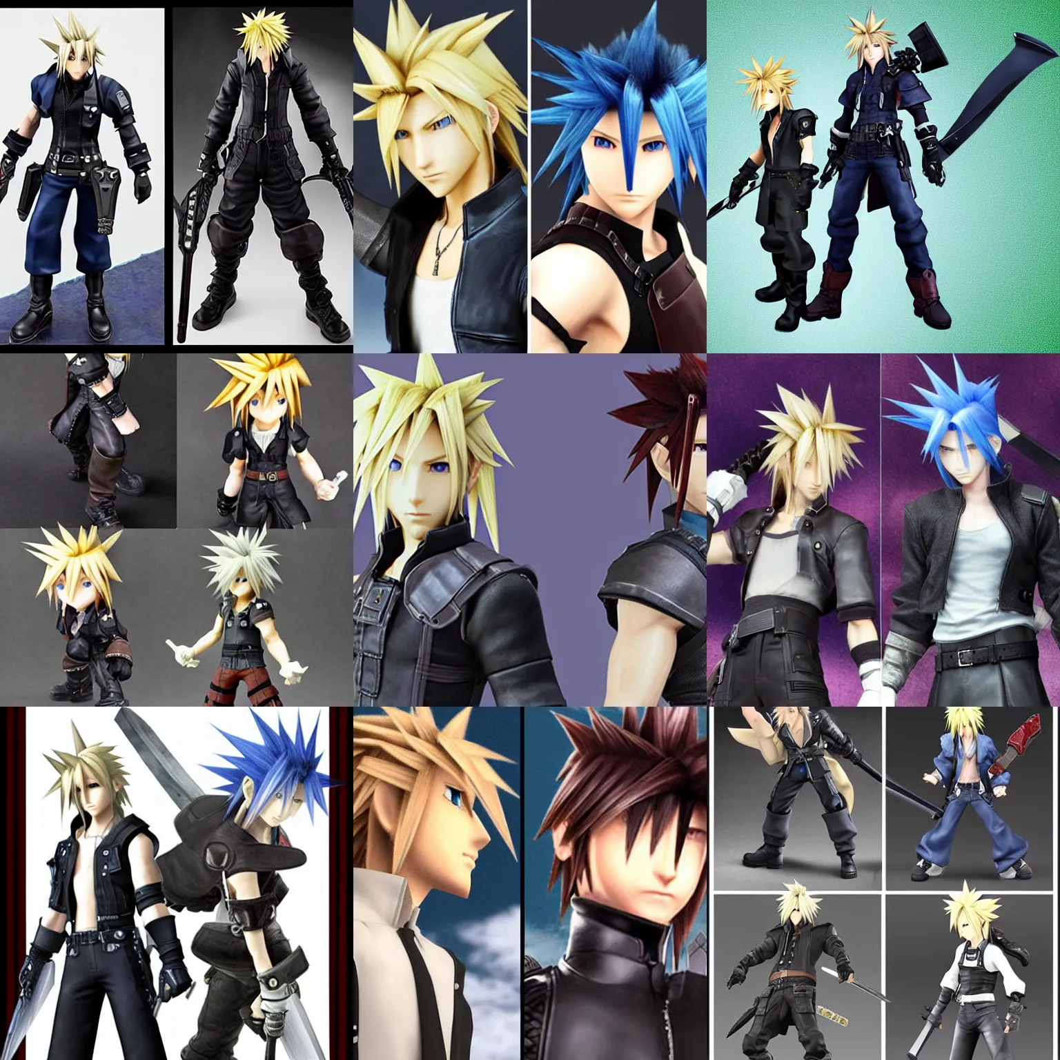 Prompt: cloud strife and barret wallace back - to - back by tetsuya nomura