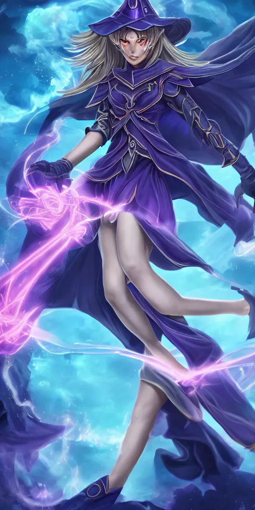 Image similar to beautiful dark magician girl, full body, mystical, ultra detailed, 4k