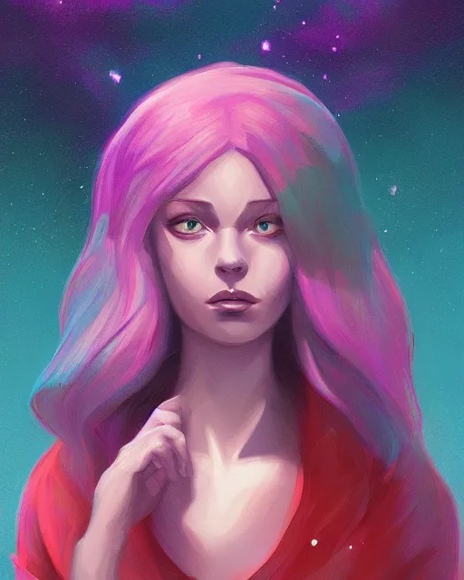 Prompt: aurora, portrait, loish, lois van baarle, android jones and rhads, digital art