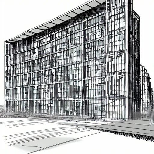 Image similar to architectural sketch of a building, infographic, detailed