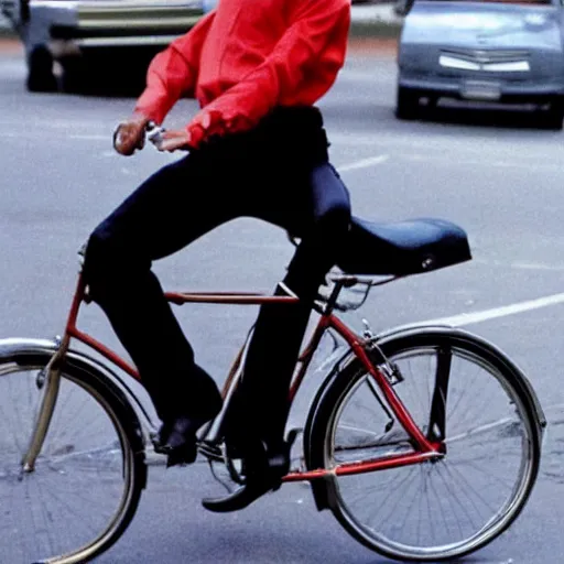 Prompt: michael jackson riding a bicycle