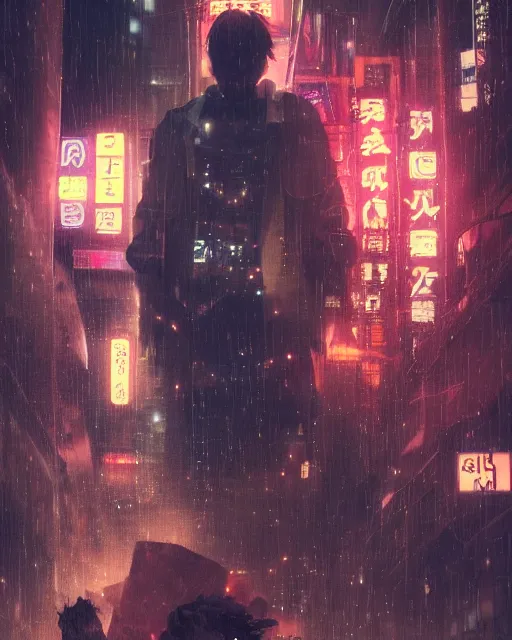 Image similar to portrait of a dream guide in night tokyo by makoto sinkai,cyberpunk, greg rutkowski, perfect face, fine details