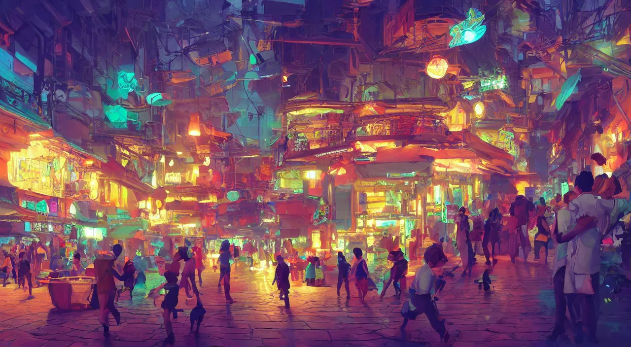 Image similar to bazaar zouk oriantal multicolorful sky shine place mosquet painting stylized digital video game icon global illumination ray tracing 8 k hd resolution, by ilya kuvshinov and cushart krentz and gilleard james