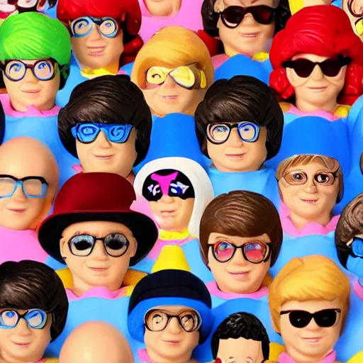 Image similar to austin powers, painted miniature minifigure, photo booth macro photography, realistic