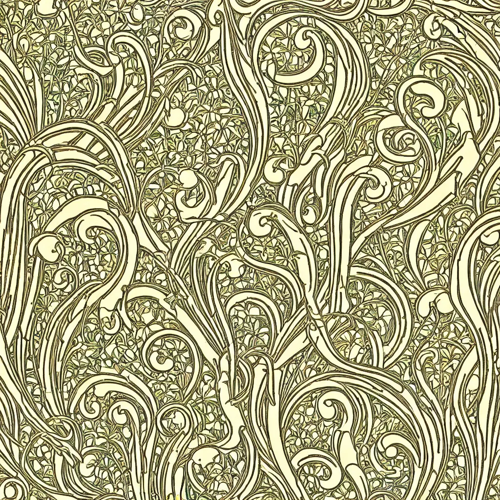 Image similar to a perfectly repeating Art Nouveau pattern, highly detailed by Walter Crane