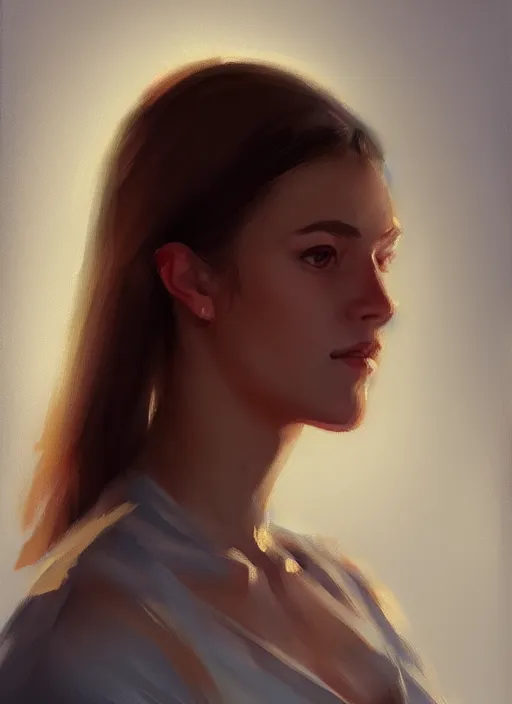 Image similar to portrait of a gorgeous young woman in the style of stefan kostic, artstation, concept art