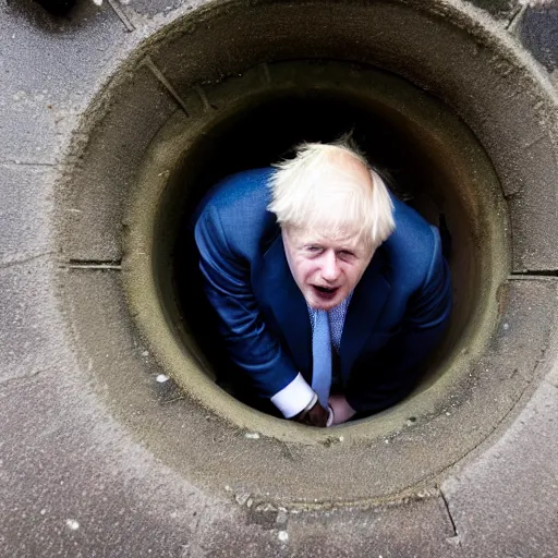 Image similar to photo of boris johnson crawling through a sewer